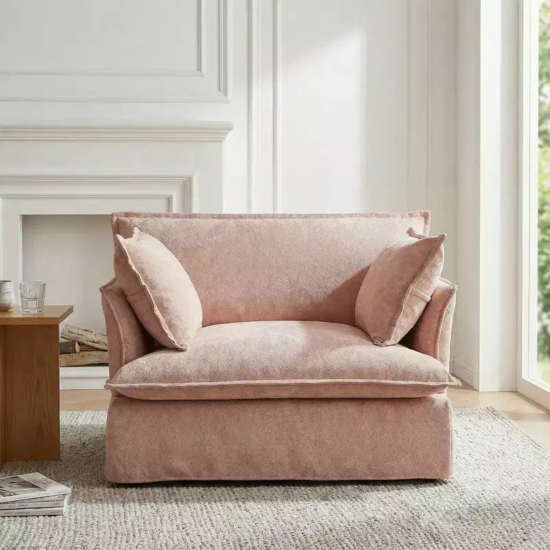 Whisen 47.2 Oversized Accent Chair, Chenille Armchair, Cloud-Like Comfy Single Sofa with Modern Base & Armrest