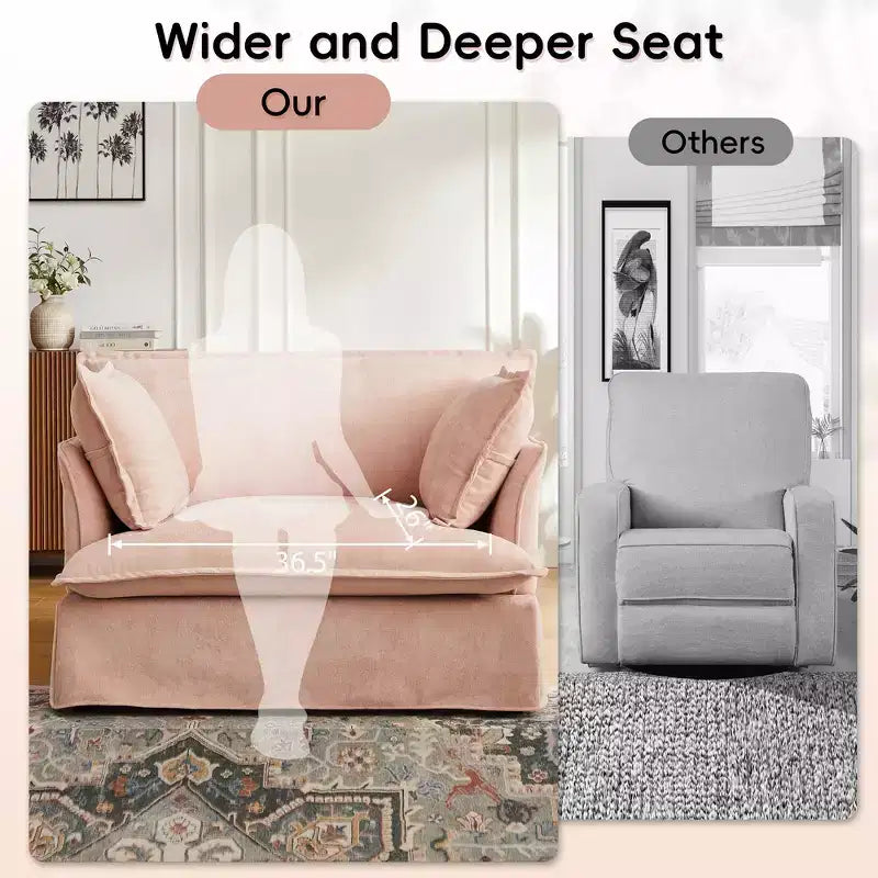 Whisen 47.2 Oversized Accent Chair, Chenille Armchair, Cloud-Like Comfy Single Sofa with Modern Base & Armrest