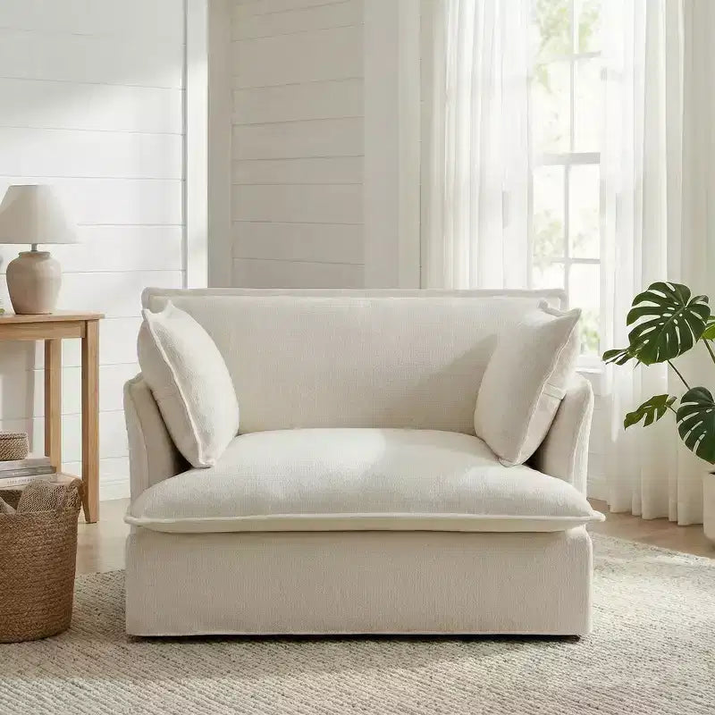 Whisen 47.2 Oversized Accent Chair, Chenille Armchair, Cloud-Like Comfy Single Sofa with Modern Base & Armrest