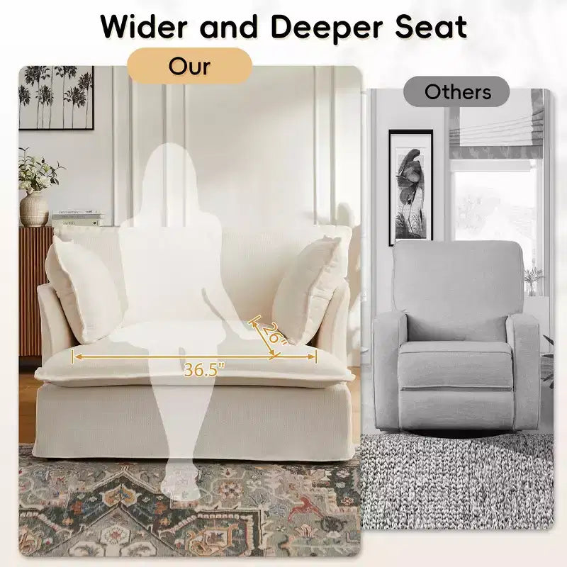 Whisen 47.2 Oversized Accent Chair, Chenille Armchair, Cloud-Like Comfy Single Sofa with Modern Base & Armrest