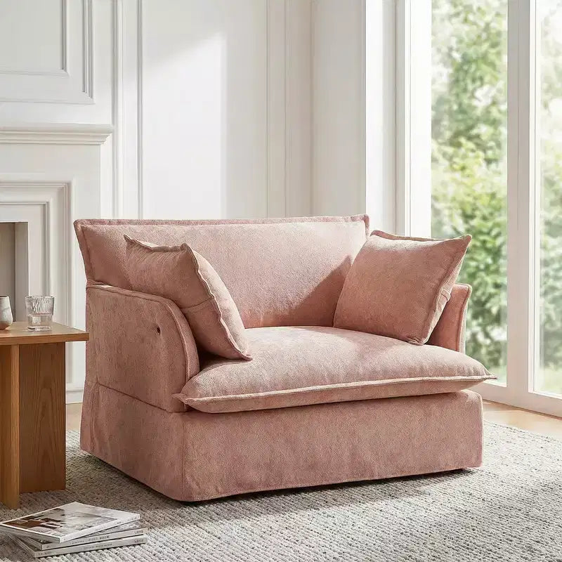 Whisen 47.2 Oversized Accent Chair, Chenille Armchair, Cloud-Like Comfy Single Sofa with Modern Base & Armrest
