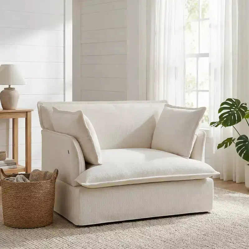 Whisen 47.2 Oversized Accent Chair, Chenille Armchair, Cloud-Like Comfy Single Sofa with Modern Base & Armrest