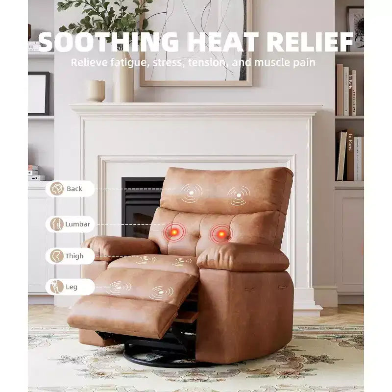 Power Lift Recliner Chair with Heat and Massage, Giant 27 Wide Seat, 360 Swivel Manual Rocker, Remote Control Oversized Recliner for Living Room