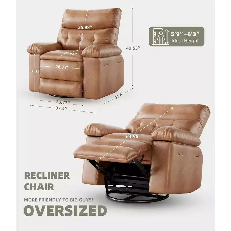 Power Lift Recliner Chair with Heat and Massage, Giant 27 Wide Seat, 360 Swivel Manual Rocker, Remote Control Oversized Recliner for Living Room