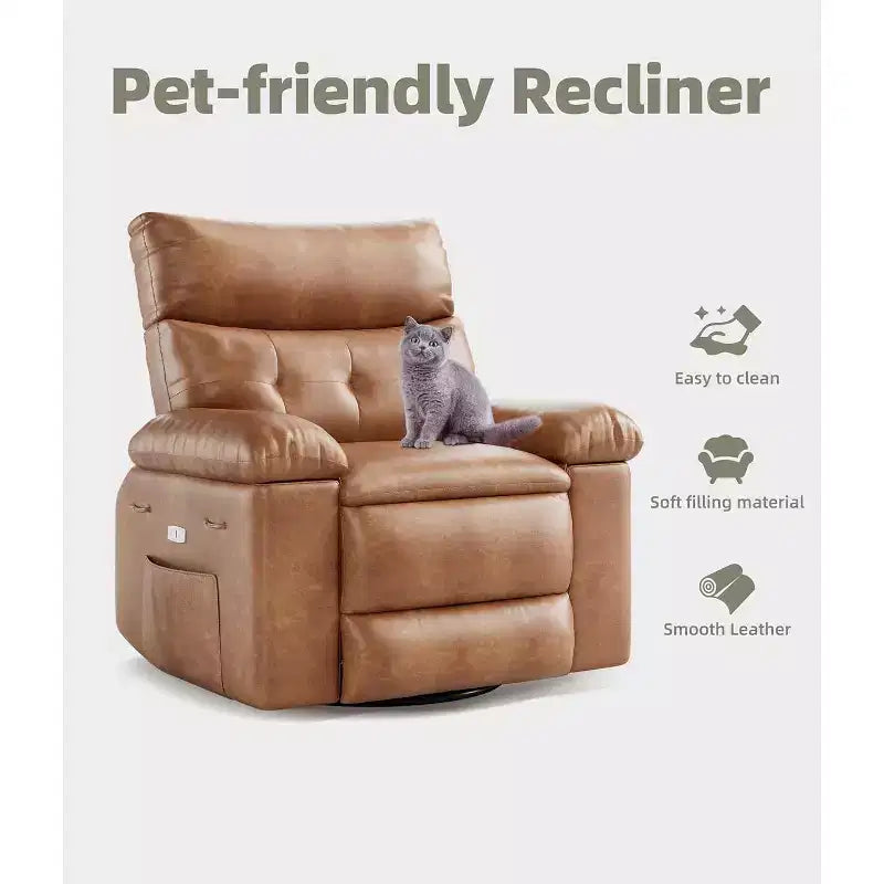 Power Lift Recliner Chair with Heat and Massage, Giant 27 Wide Seat, 360 Swivel Manual Rocker, Remote Control Oversized Recliner for Living Room