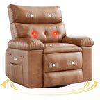 Power Lift Recliner Chair with Heat and Massage, Giant 27 Wide Seat, 360 Swivel Manual Rocker, Remote Control Oversized Recliner for Living Room