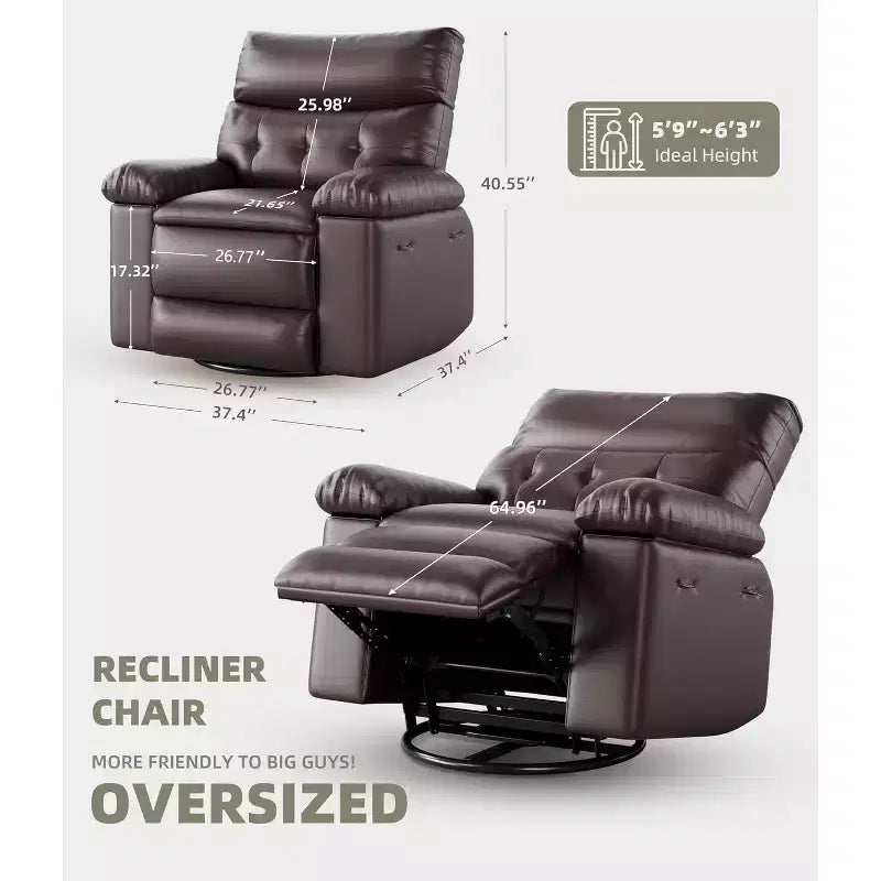 Power Lift Recliner Chair with Heat and Massage, Giant 27 Wide Seat, 360 Swivel Manual Rocker, Remote Control Oversized Recliner for Living Room