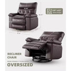 Power Lift Recliner Chair with Heat and Massage, Giant 27 Wide Seat, 360 Swivel Manual Rocker, Remote Control Oversized Recliner for Living Room