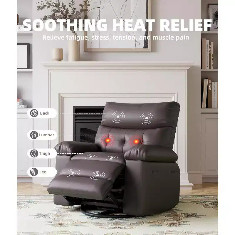 Power Lift Recliner Chair with Heat and Massage, Giant 27 Wide Seat, 360 Swivel Manual Rocker, Remote Control Oversized Recliner for Living Room