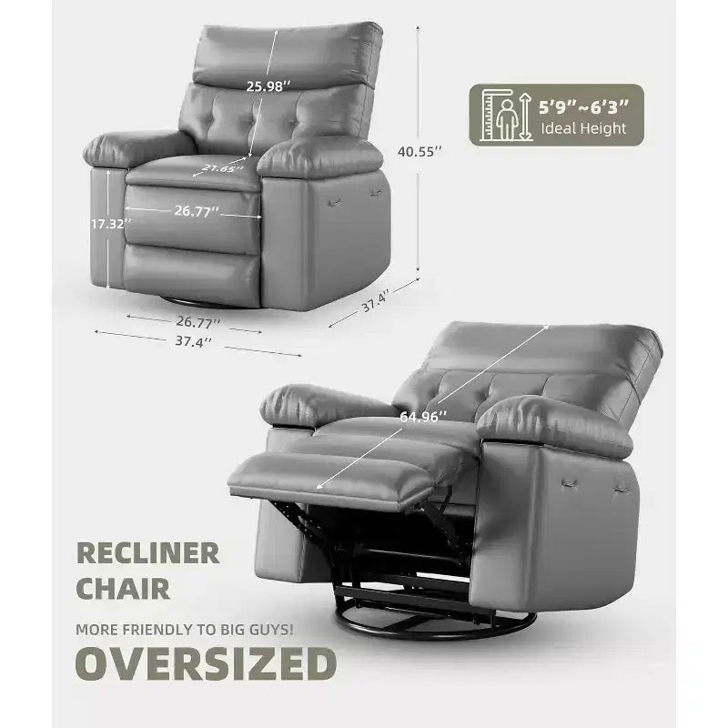 Power Lift Recliner Chair with Heat and Massage, Giant 27 Wide Seat, 360 Swivel Manual Rocker, Remote Control Oversized Recliner for Living Room