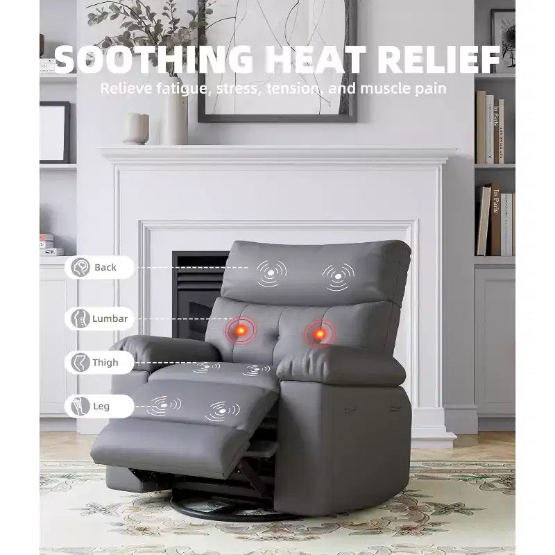 Power Lift Recliner Chair with Heat and Massage, Giant 27 Wide Seat, 360 Swivel Manual Rocker, Remote Control Oversized Recliner for Living Room