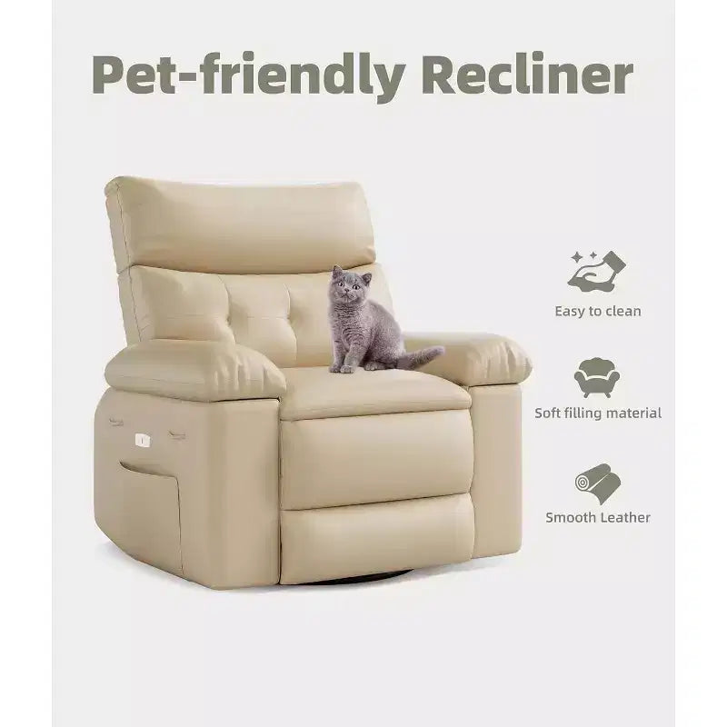 Power Lift Recliner Chair with Heat and Massage, Giant 27 Wide Seat, 360 Swivel Manual Rocker, Remote Control Oversized Recliner for Living Room