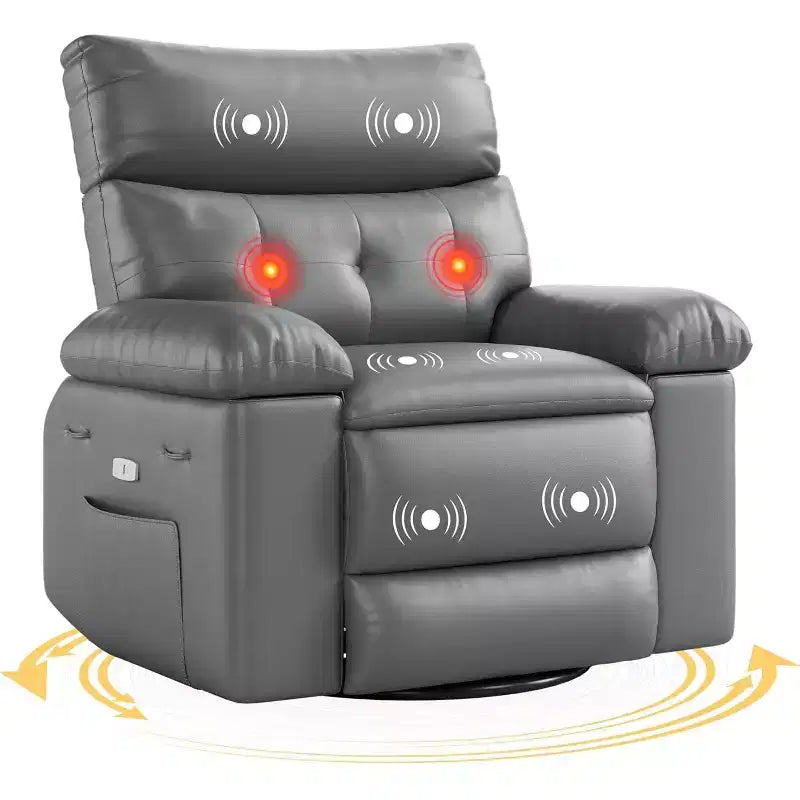 Power Lift Recliner Chair with Heat and Massage, Giant 27 Wide Seat, 360 Swivel Manual Rocker, Remote Control Oversized Recliner for Living Room
