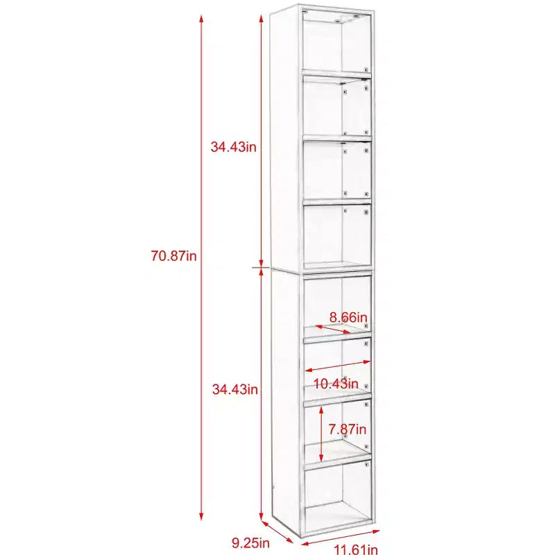 MAYEERTY 8-Tier Media Tower, CD DVD Storage Adjustable Shelves, Home Office, Multi-Use