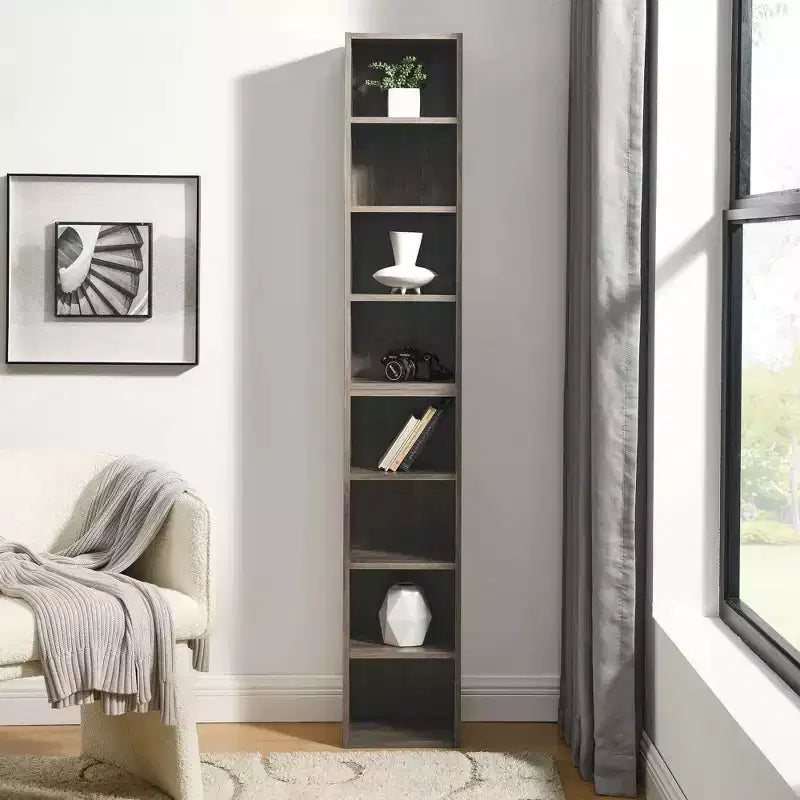 MAYEERTY 8-Tier Media Tower, CD DVD Storage Adjustable Shelves, Home Office, Multi-Use