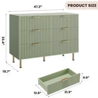 6-Drawer Double Dresser, 47.2 Fluted Wood Chest with Deep Storage & Large Top - TV Stand for Living Room, Bedroom, Hallway