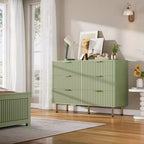 6-Drawer Double Dresser, 47.2 Fluted Wood Chest with Deep Storage & Large Top - TV Stand for Living Room, Bedroom, Hallway