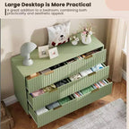 6-Drawer Double Dresser, 47.2 Fluted Wood Chest with Deep Storage & Large Top - TV Stand for Living Room, Bedroom, Hallway