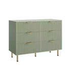 6-Drawer Double Dresser, 47.2 Fluted Wood Chest with Deep Storage & Large Top - TV Stand for Living Room, Bedroom, Hallway