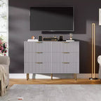 6-Drawer Double Dresser, 47.2 Fluted Wood Chest with Deep Storage & Large Top - TV Stand for Living Room, Bedroom, Hallway
