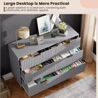 6-Drawer Double Dresser, 47.2 Fluted Wood Chest with Deep Storage & Large Top - TV Stand for Living Room, Bedroom, Hallway
