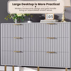 6-Drawer Double Dresser, 47.2 Fluted Wood Chest with Deep Storage & Large Top - TV Stand for Living Room, Bedroom, Hallway