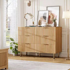 6-Drawer Double Dresser, 47.2 Fluted Wood Chest with Deep Storage & Large Top - TV Stand for Living Room, Bedroom, Hallway