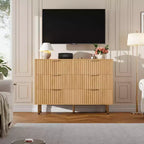 6-Drawer Double Dresser, 47.2 Fluted Wood Chest with Deep Storage & Large Top - TV Stand for Living Room, Bedroom, Hallway