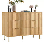 6-Drawer Double Dresser, 47.2 Fluted Wood Chest with Deep Storage & Large Top - TV Stand for Living Room, Bedroom, Hallway