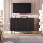 6-Drawer Double Dresser, 47.2 Fluted Wood Chest with Deep Storage & Large Top - TV Stand for Living Room, Bedroom, Hallway