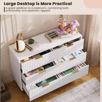 6-Drawer Double Dresser, 47.2 Fluted Wood Chest with Deep Storage & Large Top - TV Stand for Living Room, Bedroom, Hallway