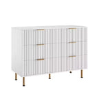 6-Drawer Double Dresser, 47.2 Fluted Wood Chest with Deep Storage & Large Top - TV Stand for Living Room, Bedroom, Hallway