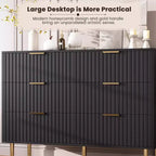 6-Drawer Double Dresser, 47.2 Fluted Wood Chest with Deep Storage & Large Top - TV Stand for Living Room, Bedroom, Hallway