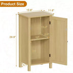 Storage Cabinet with Woven Rattan Door, 2-Tier Space-Saving Freestanding Organizer, Finish Nightstand for Bathroom, Kitchen, Living Room