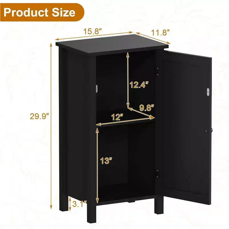 Storage Cabinet with Woven Rattan Door, 2-Tier Space-Saving Freestanding Organizer, Finish Nightstand for Bathroom, Kitchen, Living Room