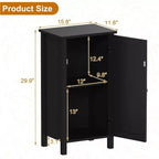 Storage Cabinet with Woven Rattan Door, 2-Tier Space-Saving Freestanding Organizer, Finish Nightstand for Bathroom, Kitchen, Living Room