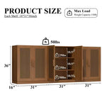 3-Set Rattan Door Sideboard Buffet Storage Cabinets with Adjustable Shelves - 93Lx36H