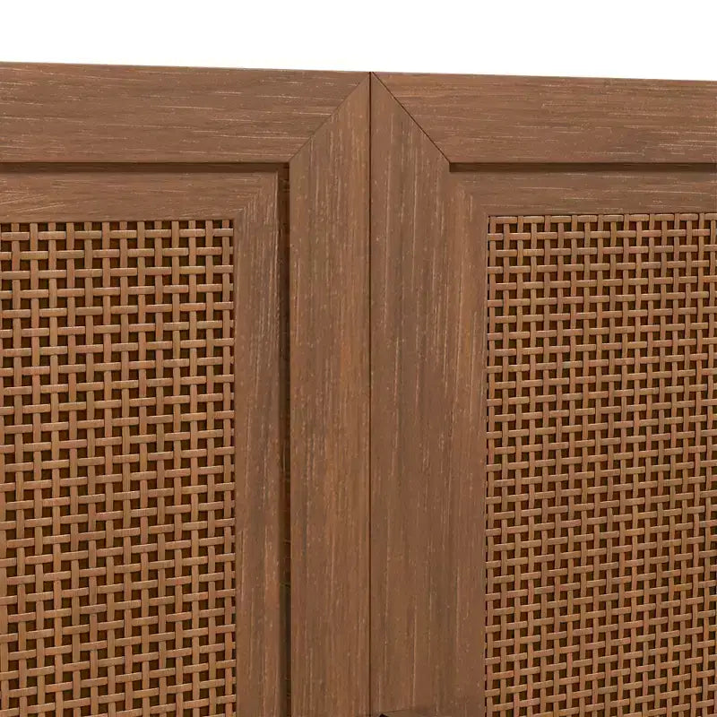 3-Set Rattan Door Sideboard Buffet Storage Cabinets with Adjustable Shelves - 93Lx36H