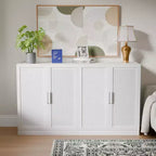 3-Set Rattan Door Sideboard Buffet Storage Cabinets with Adjustable Shelves - 93Lx36H