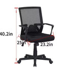 Homy Casa Mid-Back Mesh Desk Chair with Adjustable Height for Home Office or Study Area, Black