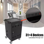 35 Device Mobile Charging Cart Station with Lock Key 2 Locking Caster Steel Construction Laptop and Tablet Storage Cart