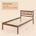 Costway Twin/Full/Queen Platform Bed with Headboard Solid Wood Leg Mattress Foundation Walnut