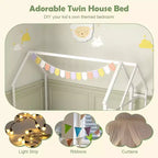 Costway Twin House Floor Bed w/ Storage Shelf & Detachable Clothes Hanger Guardrails