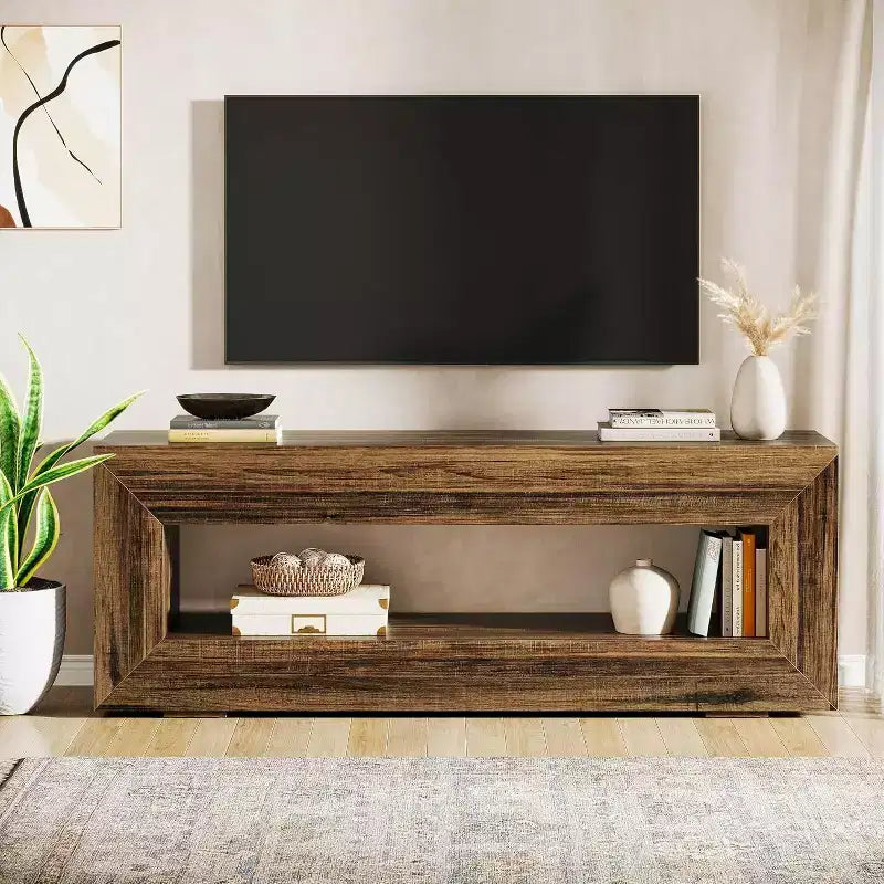 Lantine 63 TV Stand for 55/60/65/75-Inch TV, 2-Tier TV Console, Media Television Console, Entertainment Center for Living Room, Bedroom
