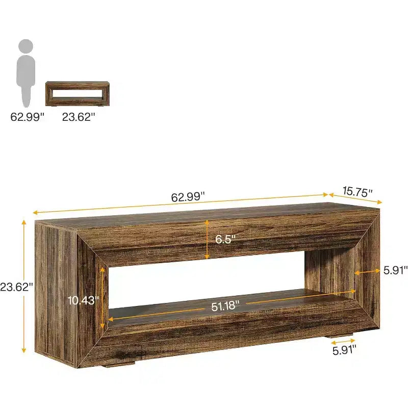 Lantine 63 TV Stand for 55/60/65/75-Inch TV, 2-Tier TV Console, Media Television Console, Entertainment Center for Living Room, Bedroom