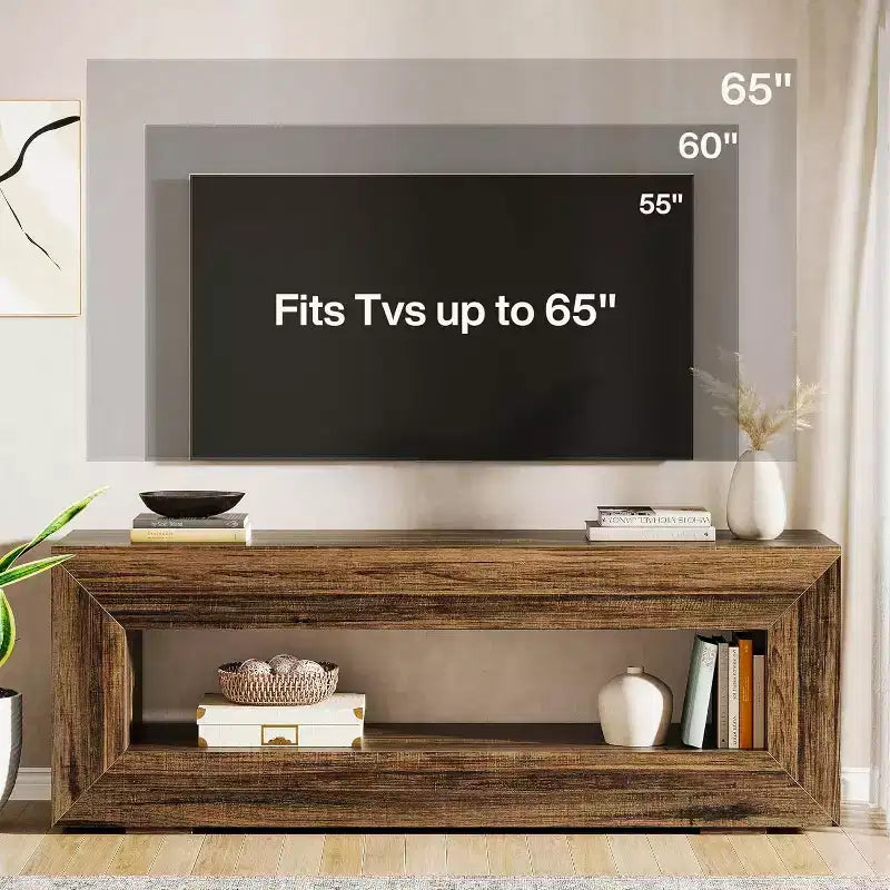 Lantine 63 TV Stand for 55/60/65/75-Inch TV, 2-Tier TV Console, Media Television Console, Entertainment Center for Living Room, Bedroom