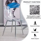Set of 6 Modern Acrylic Dining Chairs with Transparent Spoon-Shaped Seats, Clear Chairs with Gold Legs, for Dining Room, Kitchen, Living room, Silver