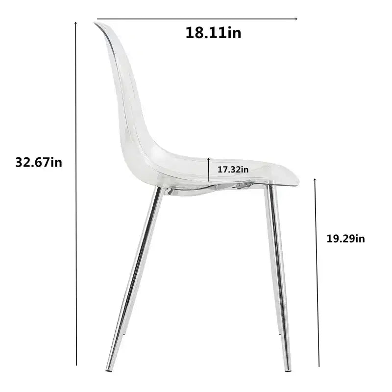 Set of 6 Modern Acrylic Dining Chairs with Transparent Spoon-Shaped Seats, Clear Chairs with Gold Legs, for Dining Room, Kitchen, Living room, Silver