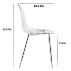 Set of 6 Modern Acrylic Dining Chairs with Transparent Spoon-Shaped Seats, Clear Chairs with Gold Legs, for Dining Room, Kitchen, Living room, Silver