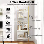 Costway 2PCS 72.5 Tall Bookshelf 5 Tier Wall Mount Ladder Bookcase w/ Cabinet